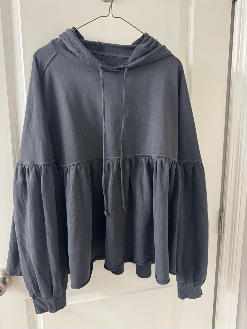 aerie Black Peplum Hoodie Sweatshirt